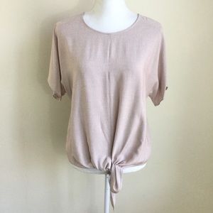 Madewell Stripe Blouse Tie Front Top Button Detail